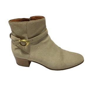 Coach Chrystie Suede Ankle Boots with Gold Buckle